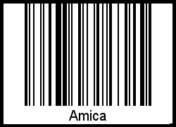 Der Voname Amica als Barcode und QR-Code