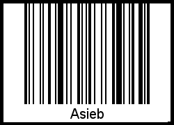 Der Voname Asieb als Barcode und QR-Code