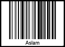 Der Voname Aslam als Barcode und QR-Code