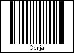 Der Voname Conja als Barcode und QR-Code