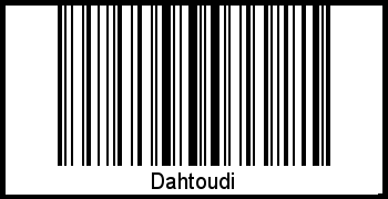 Der Voname Dahtoudi als Barcode und QR-Code