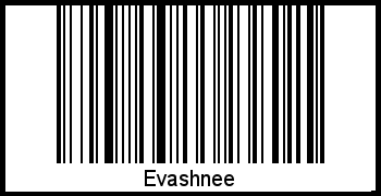 Der Voname Evashnee als Barcode und QR-Code