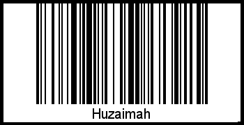 Der Voname Huzaimah als Barcode und QR-Code