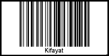 Der Voname Kifayat als Barcode und QR-Code