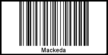 Der Voname Mackeda als Barcode und QR-Code