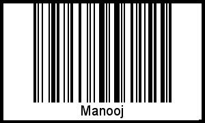 Der Voname Manooj als Barcode und QR-Code