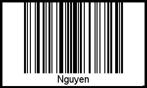 Der Voname Nguyen als Barcode und QR-Code