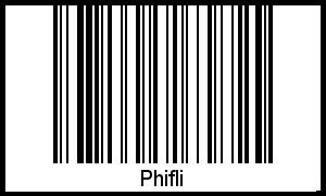 Der Voname Phifli als Barcode und QR-Code