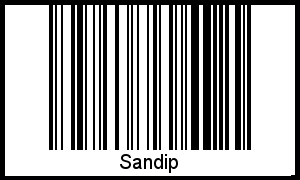 Der Voname Sandip als Barcode und QR-Code