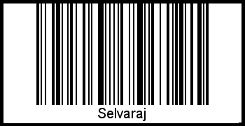 Der Voname Selvaraj als Barcode und QR-Code