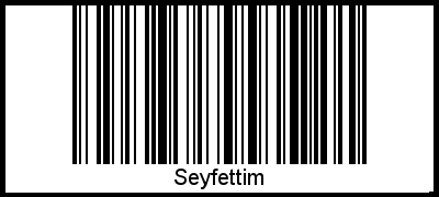 Der Voname Seyfettim als Barcode und QR-Code