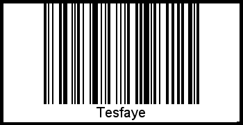 Der Voname Tesfaye als Barcode und QR-Code