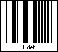 Der Voname Udet als Barcode und QR-Code