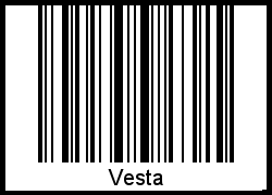 Der Voname Vesta als Barcode und QR-Code