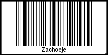 Der Voname Zachoeje als Barcode und QR-Code