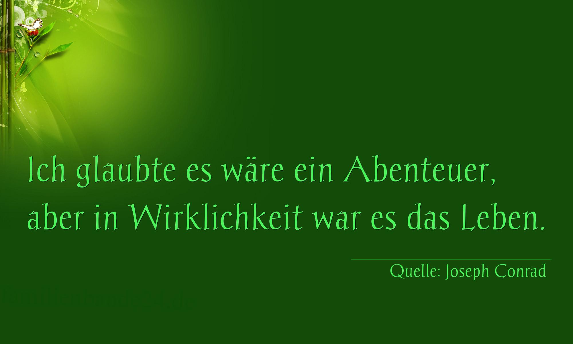 Aphorismus Nr. 1211 (von Joseph Conrad): "Ich glaubte es wäre ein Abenteuer, aber in Wirklichkeit  [...]