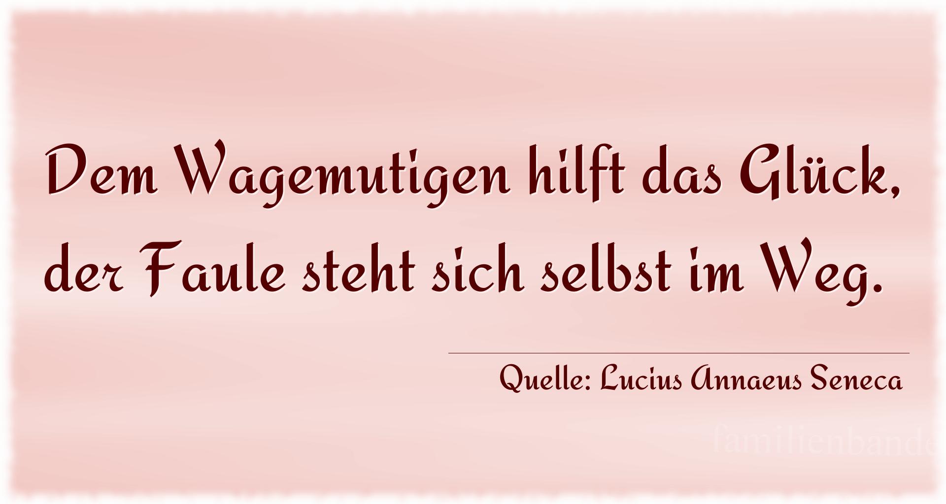 Aphorismus Nummer 1216 (von Lucius Annaeus Seneca): "Dem Wagemutigen hilft das Glück, der Faule steht sich se [...]