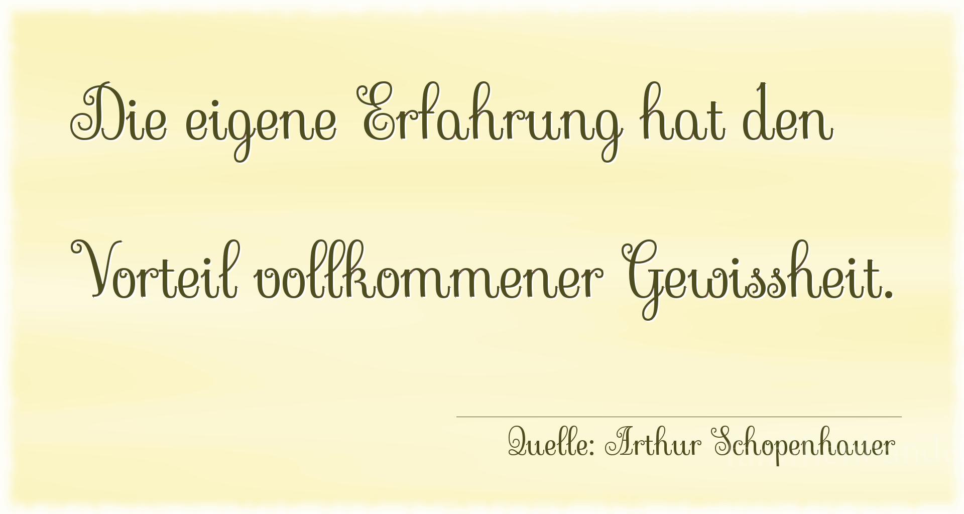 Aphorismus Nr. 1250 (von Arthur Schopenhauer): "Die eigene Erfahrung hat den Vorteil vollkommener Gewissh [...]