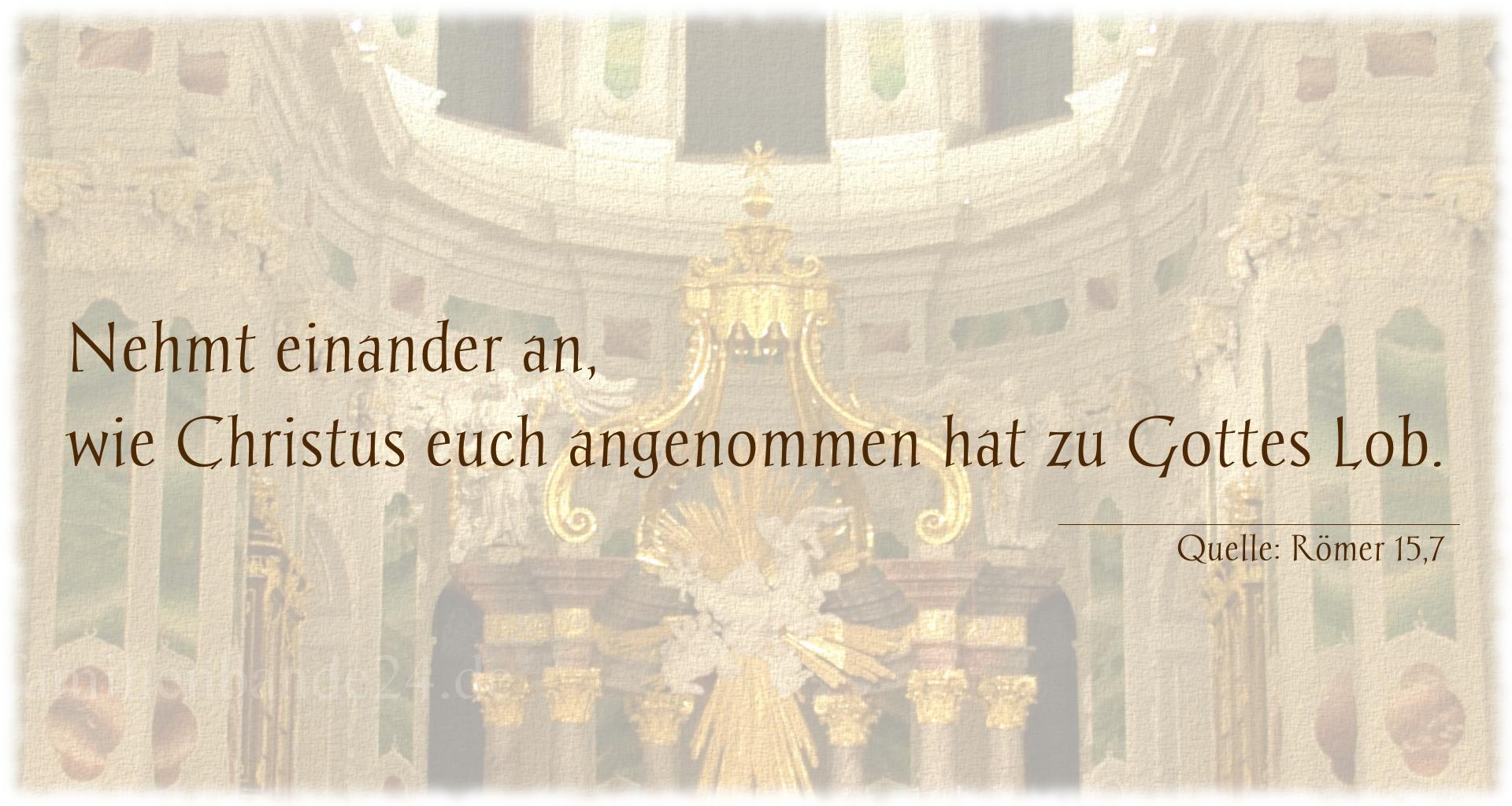 Taufspruch Nummer 218 (von Römer 15,7): Nehmt einander an, wie Christus euch angenommen hat zu Got [...]