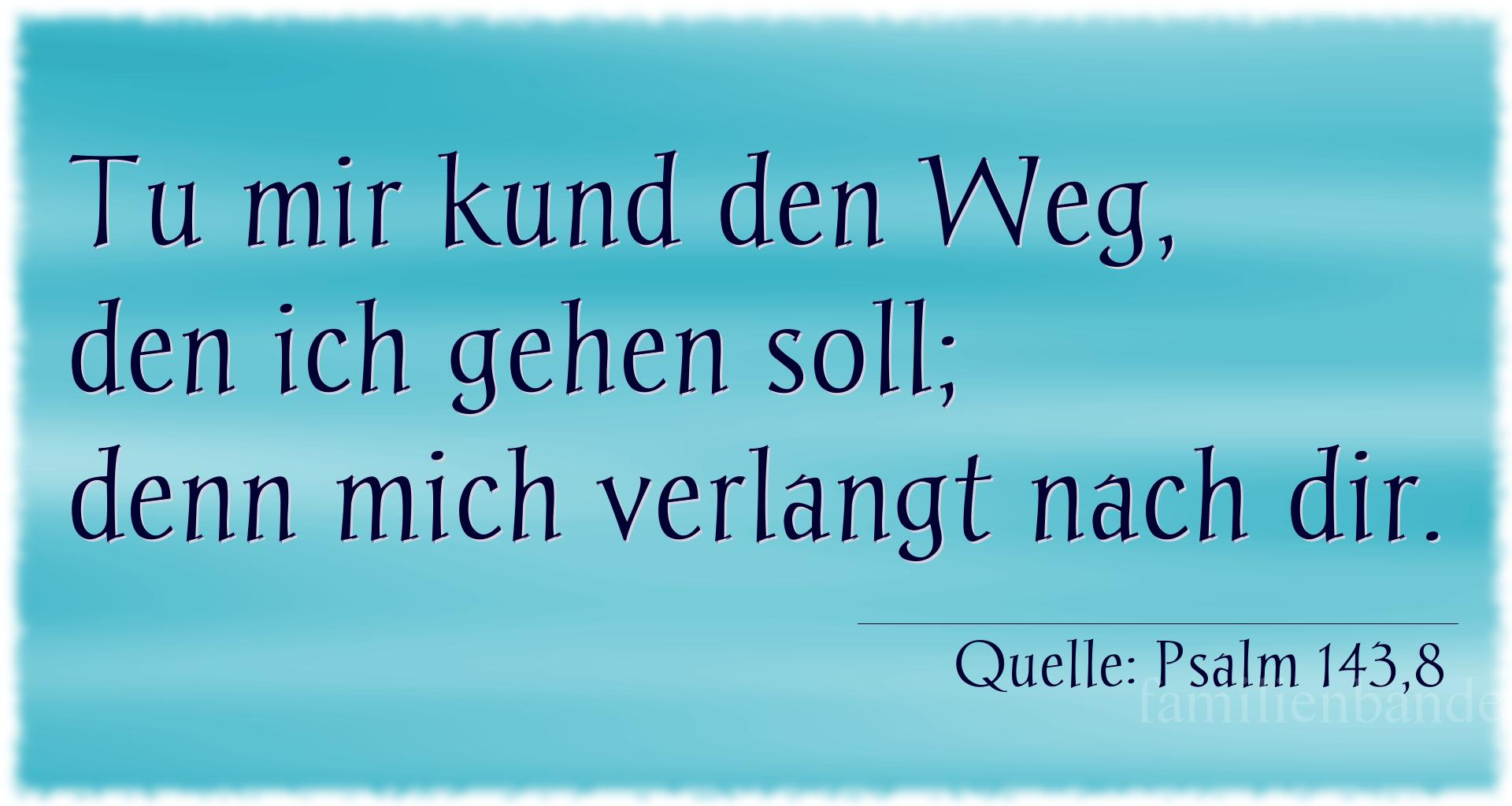 Taufspruch Nummer 258 (von Psalm 143,8): Tu mir kund den Weg, den ich gehen soll; denn mich verlang [...]