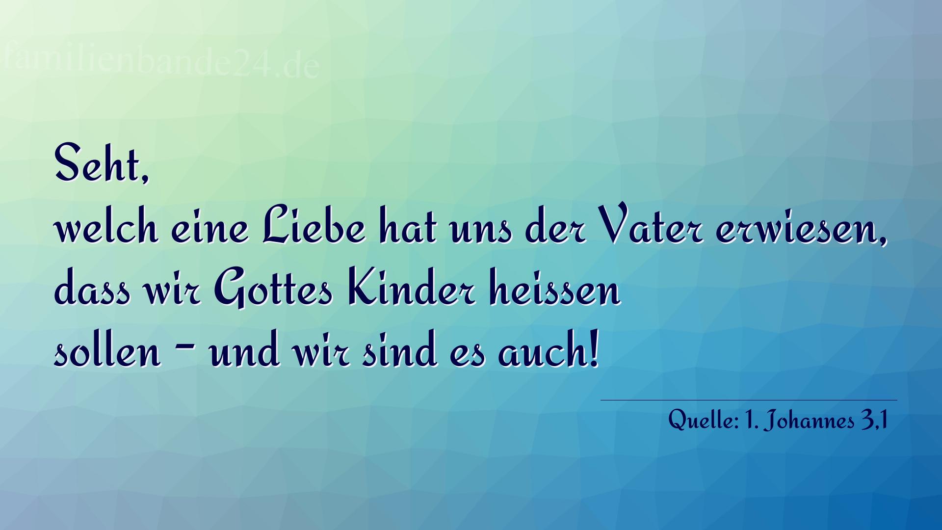 Taufspruch Nr. 313 (von 1. Johannes 3,1): Seht, welch eine Liebe hat uns der Vater erwiesen, dass wi [...]