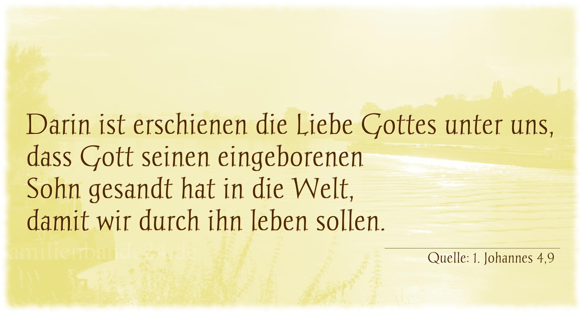 Taufspruch Nummer 315 (von 1. Johannes 4,9): Darin ist erschienen die Liebe Gottes unter uns, dass Gott [...]