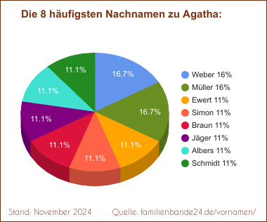 Agatha: Die häufigsten Nachnamen als Tortendiagramm