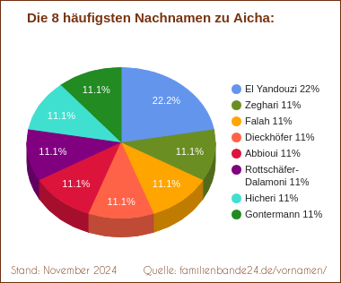 Die häufigsten Nachnamen zu Aicha als Tortendiagramm