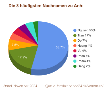 Die häufigsten Nachnamen zu Anh als Tortendiagramm