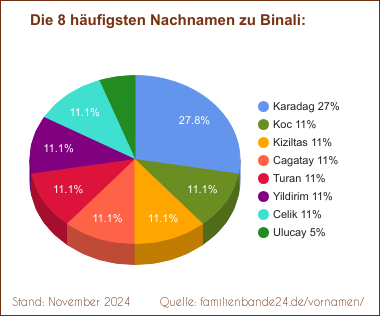 Binali: Die häufigsten Nachnamen als Tortendiagramm