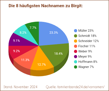 Birgit: Die häufigsten Nachnamen als Tortendiagramm