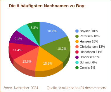 Tortendiagramm: Die häufigsten Nachnamen zu Boy