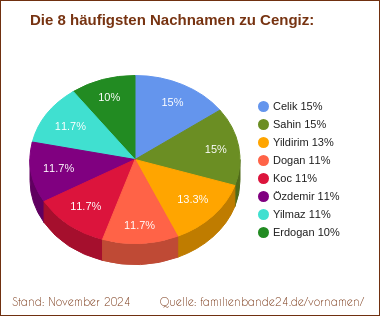 Cengiz: Die häufigsten Nachnamen als Tortendiagramm