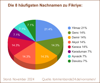 Fikriye: Die häufigsten Nachnamen als Tortendiagramm