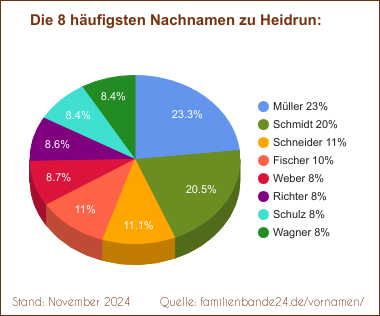 Die häufigsten Nachnamen zu Heidrun als Tortendiagramm