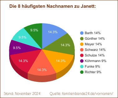 Die häufigsten Nachnamen zu Janett als Tortendiagramm