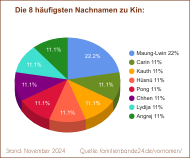 Kin: Die häufigsten Nachnamen als Tortendiagramm