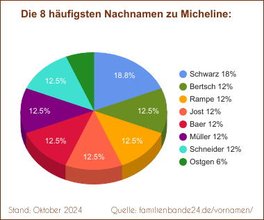 Tortendiagramm zu den häufigsten Nachnamen für Micheline