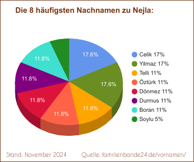 Nejla: Diagramm der häufigsten Nachnamen