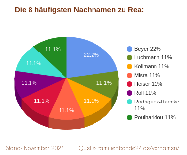 Tortendiagramm zu den häufigsten Nachnamen für Rea