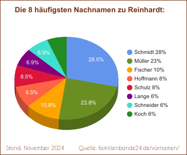 Tortendiagramm: Die häufigsten Nachnamen zu Reinhardt