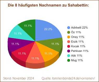 Die häufigsten Nachnamen zu Sahabettin