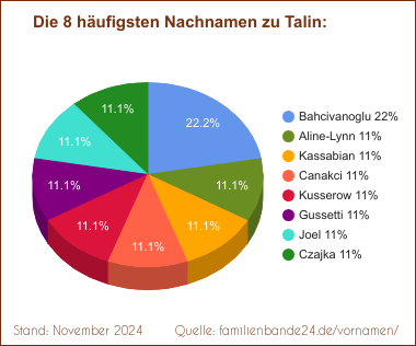 Tortendiagramm zu den häufigsten Nachnamen für Talin