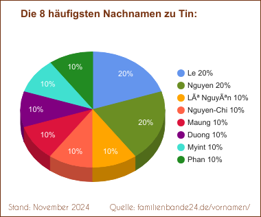 Die häufigsten Nachnamen zu Tin als Tortendiagramm