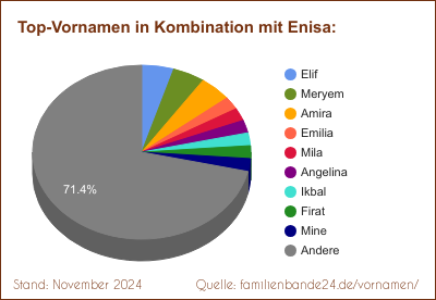 Tortendiagramm über beliebte Doppel-Vornamen mit Enisa