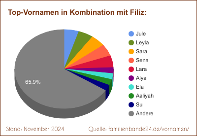 Tortendiagramm über beliebte Doppel-Vornamen mit Filiz